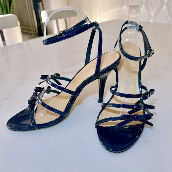 Kate Spade | Navy Patent Leather Strappy Heels - Picture 1 of 10